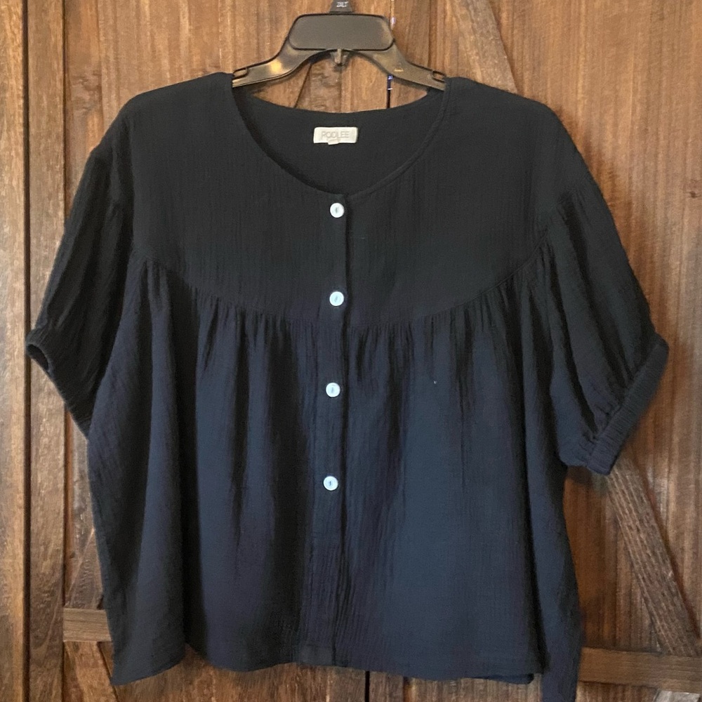 Roolee Black Button-Up Blouse